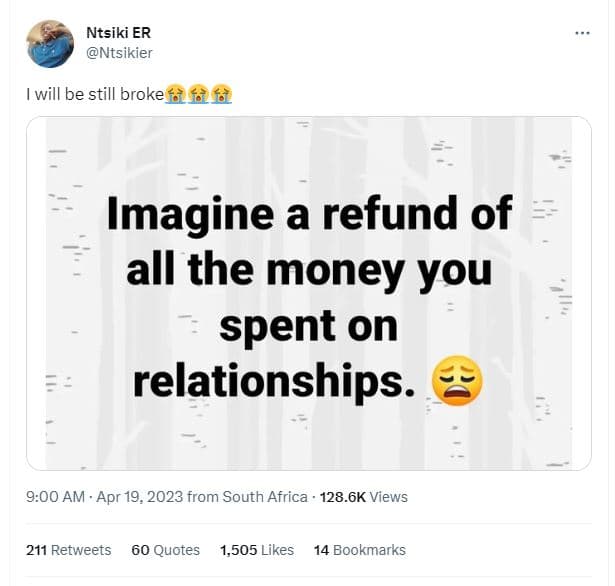 Ntsiki er ntsikier will be still broke 5ff imagine a refund of all the money you