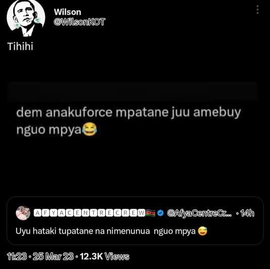 Wilson wilsonkot tihihi dem anakuforce mpatane juu amebuy nguo mpya wodooonoqooo