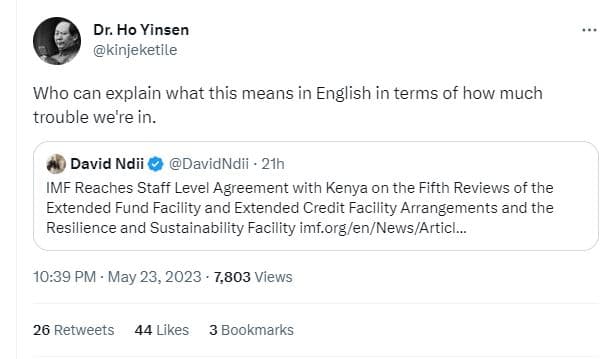 Dr. ho yinsen kinjeketile who can explain what this means in english in terms of