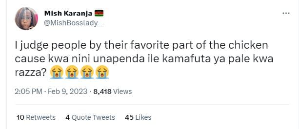 Mish karanja mishbosslady_ judge people by their favorite part of the chicken ca