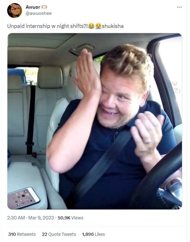 Awuor awuoshee unpaid internship w night shifts?! shukisha 2.30 am . mar 9, 50.9