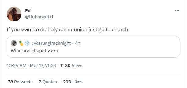 Ed ruhangaed if you want to do holy communion just g0 to church karungimcknight