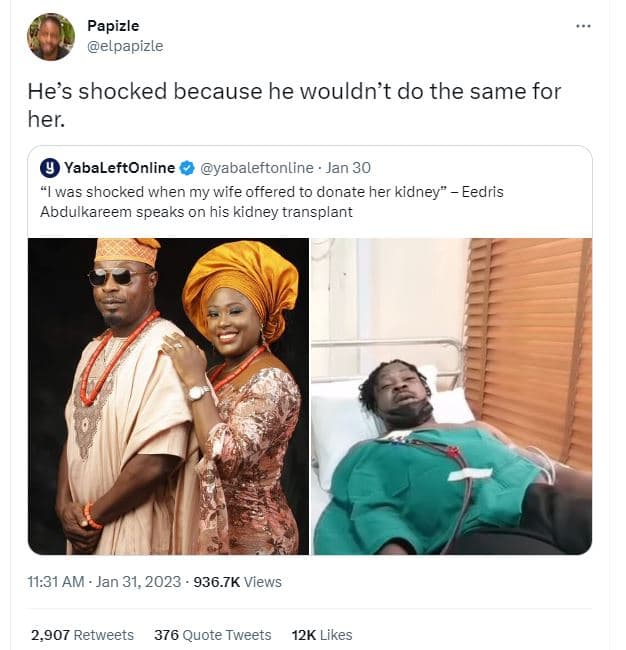 Papizle elpapizle he's shocked because he wouldn't do the same for her. yabaleft