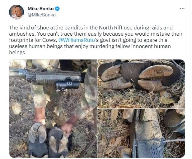 Mike sonko mikesonko the kind of shoe attire bandits in the north rift use durin