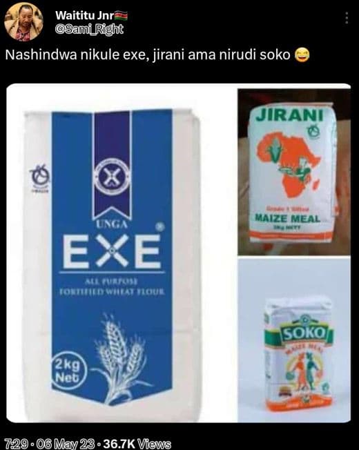 Waititu jnr sami_rfght nashindwa nikule exe, jirani ama nirudi soko jirani maize