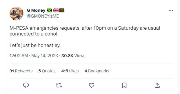 G money gmoneyizme mpesa emergencies requests after 1opm on a saturday are usual