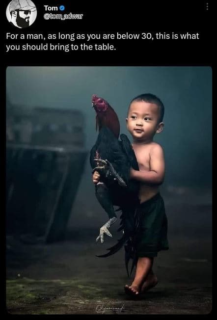 Tom tomuadhzr for a man, as iong as you are below 30, this is what you should br