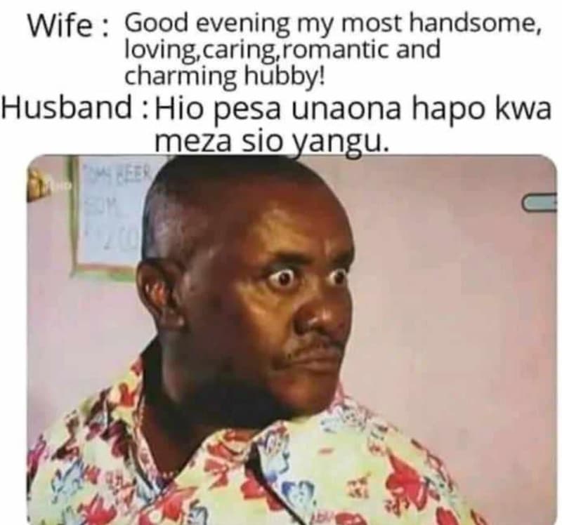 Wife good evening my most handsome, loving 5 caring romantic and charming hubby!