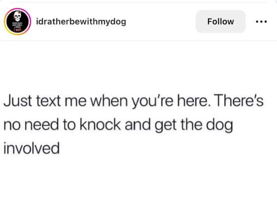 Idratherbewithmydog follow just text me when you're here. there's no need to kno