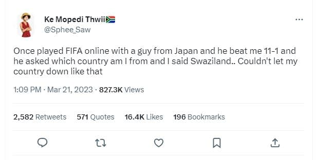 Ke mopedi thwii sphee_saw once played fifa online with a guy from japan and he b