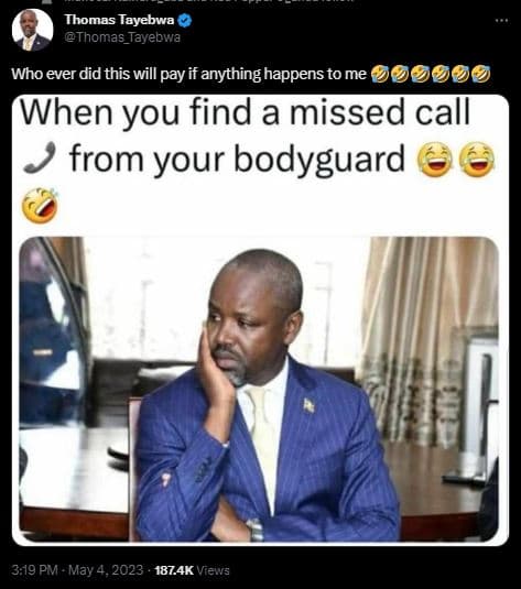 Thomas tayebwa thomas_tayebwa who ever did this will pay if anything happens to