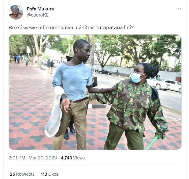 Fafa mukuru osoroke bro si wewe ndio umekuwa ukinitext tutapatana lini? 201 pm m