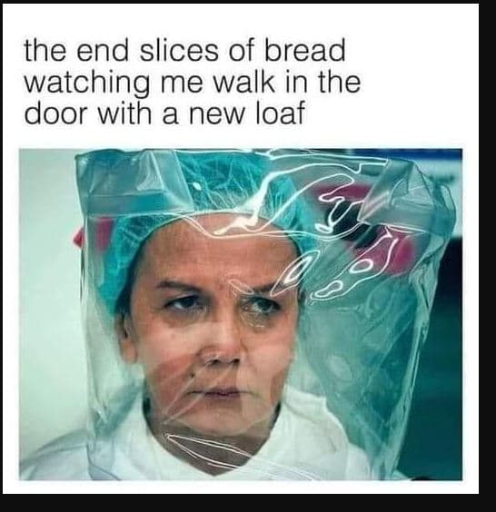 The end slices of bread watching me walk in the door with a new loaf