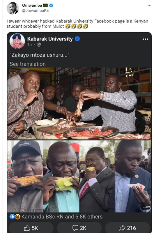 Omwamba omwambake swear whoever hacked kabarak university facebook page is a ken