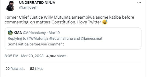 Underrated ninja iamjosen _ former chief justice willy mutunga ameambiwa asome k