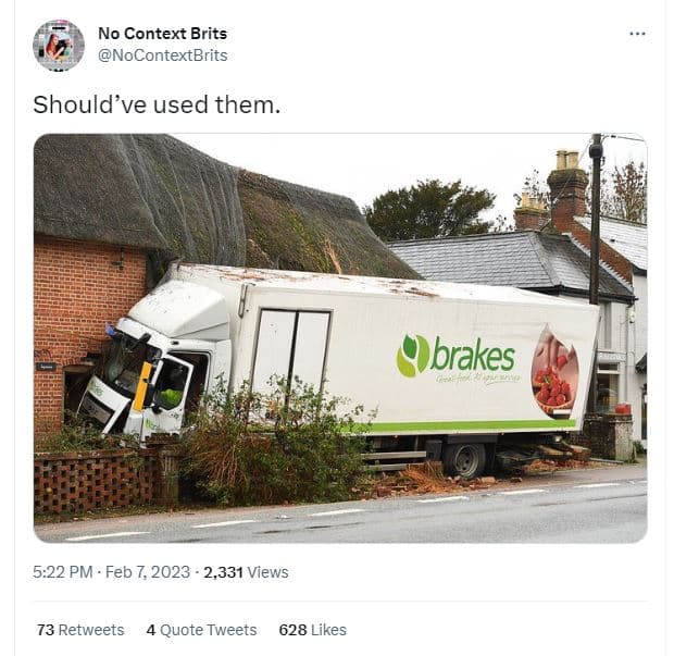 No context brits nocontextbrits should ve used them. brakes 5.22 pm feb 7 2,331