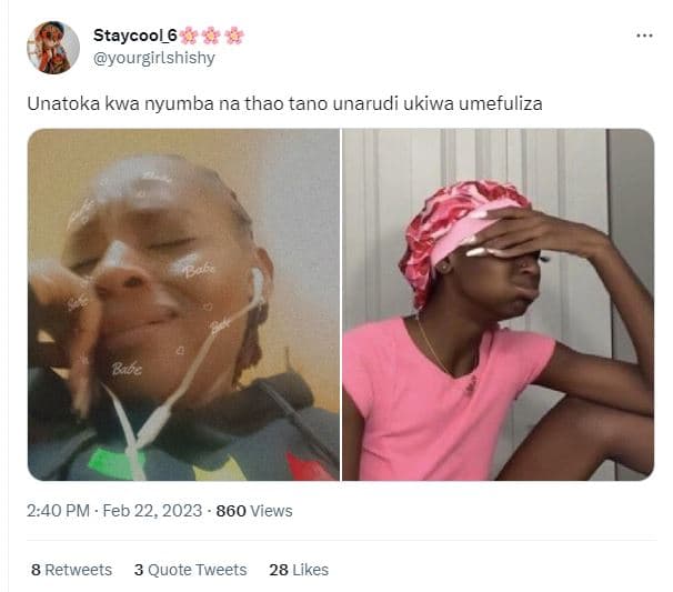 Staycool_6 yourgirlshishy unatoka kwa nyumba na thao tano unarudi ukiwa umefuliz