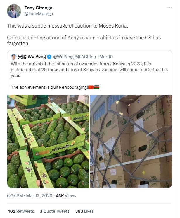 Tony gitonga tonymurega this was a subtle message of caution to moses kuria. chi