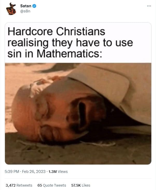 Satan s8n hardcore christians realising they have to use sin in mathematics 5.39