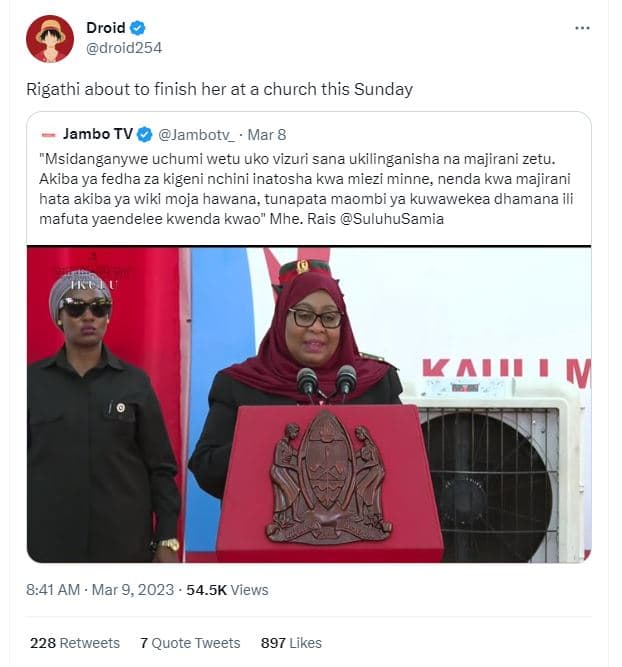 Droid droid254 rigathi about to finish her at a church this sunday jambo tv jamb