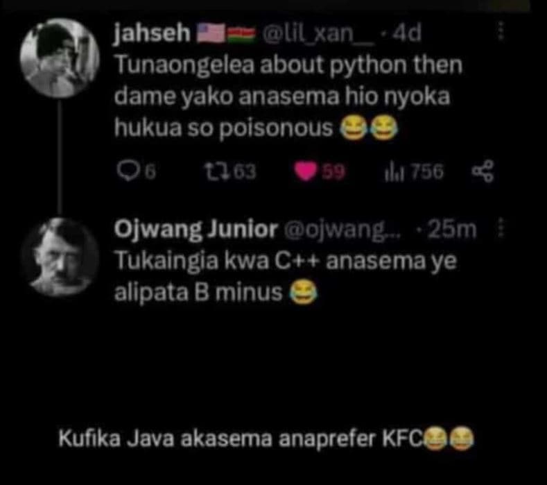 Jahseh uil_xan ad tunaongelea about python then dame yako anasema hio nyoka huku