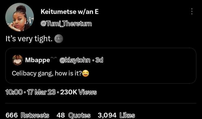 Keitumetse wlan e tumi_tiheretum its very tight. mbappe klaysohn 8d celibacy gan