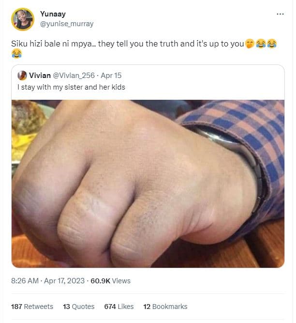 Yunaay yunise_murray siku hizi bale ni mpya. they tell you the truth and it's up