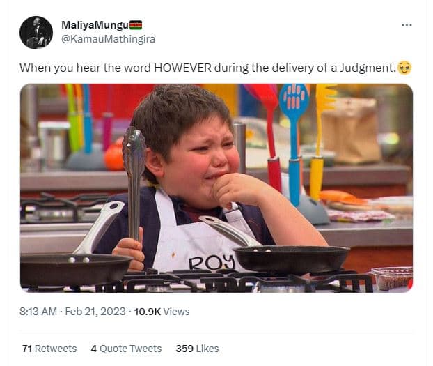 Maliyamungu kamaumathingira when you hear the word however during the delivery o