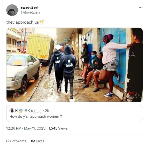 Snortiex itsvelzian they approach us kuria how do y'all approach women ? 12.26 p