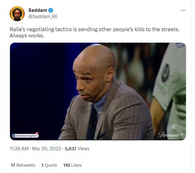 Saddam saddam ke raila's negotiating tactics is sending other people's kids to t