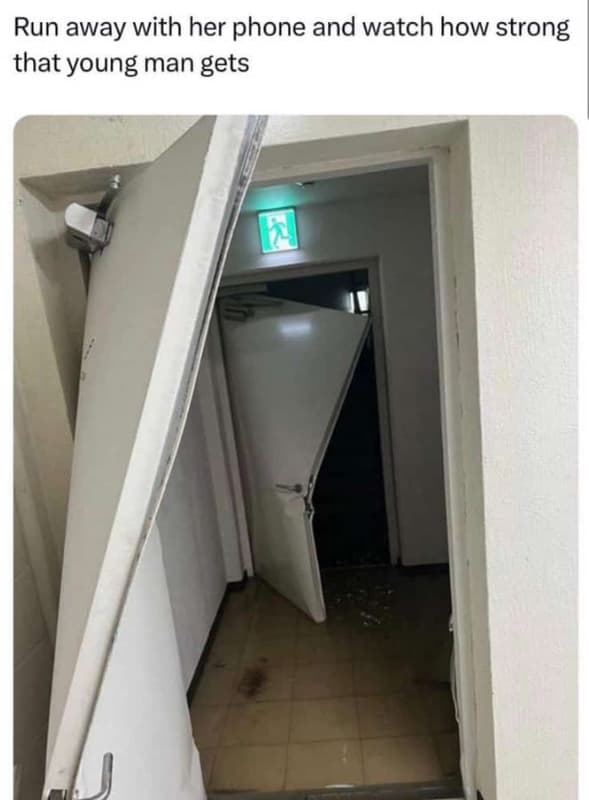 Run away with her phone and watch how strong that young man gets