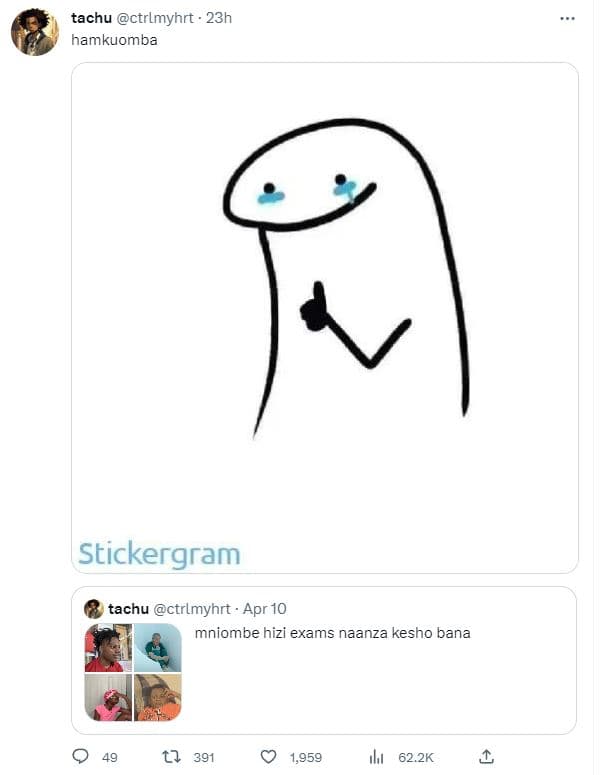 Tachu ctrlmyhrt 23h hamkuomba stickergram tachu ctrlmyhrt . apr 10 mniombe hizi