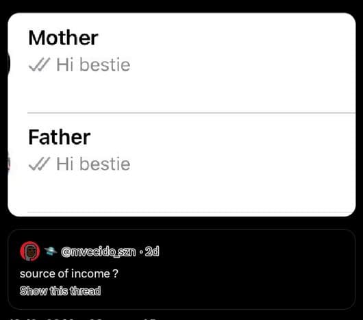 Mother v hi bestie father v hi bestie mvccidoszn 2d source of income ? show this
