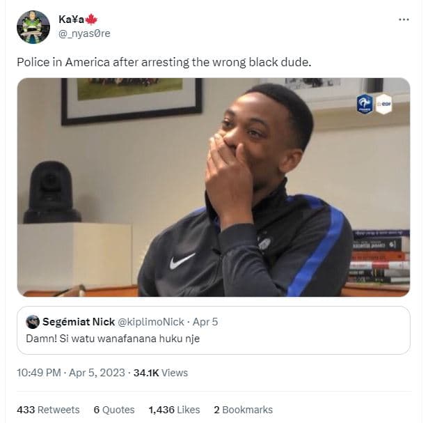 Kaya _nyasore police in america after arresting the wrong black dude. segémiat n