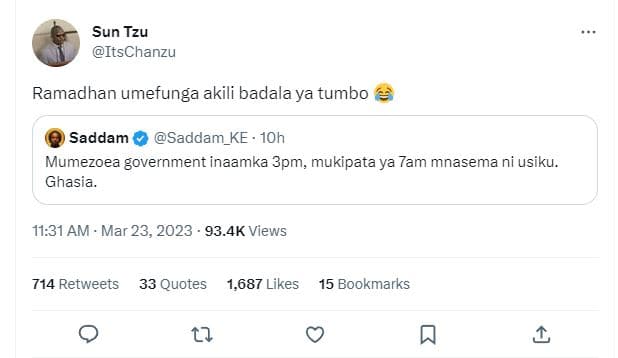 Sun tzu itschanzu ramadhan umefunga akili badala ya tumbo saddam saddam_ke . 10h