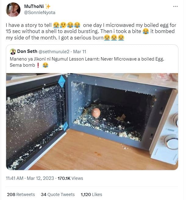 Muthoni sonnienyota have a story to tell fae one day microwaved my boiled egg fo