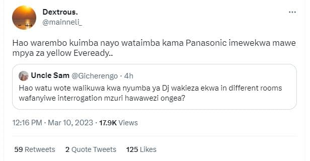 Dextrous mainneli hao warembo kuimba nayo wataimba kama panasonic imewekwa mawe