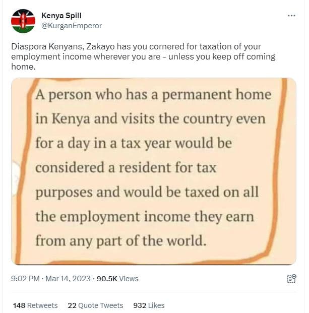Kenya spill kurganemperor diaspora kenyans, zakayo has you cornered for taxation
