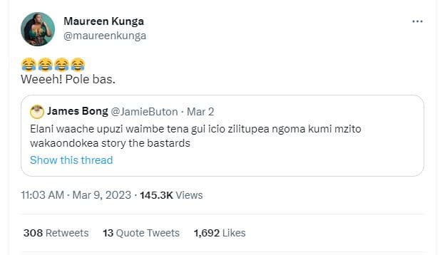 Maureen kunga maureenkunga aaee weeeh! pole bas james bong jamiebuton mar 2 elan