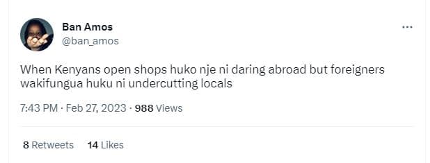 Ban amos oan_amos when kenyans open shops huko nje ni daring abroad but foreigne