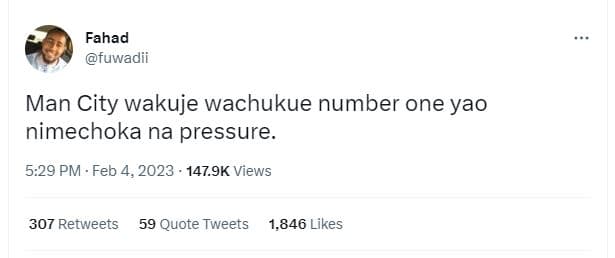 Fahad fuwadii man city wakuje wachukue number one yao nimechoka na pressure 5.29
