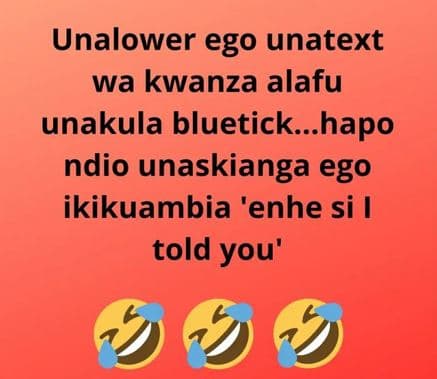 Unalower ego unatext wa kwanza alafu unakula bluetick_hapo ndio unaskianga ego i