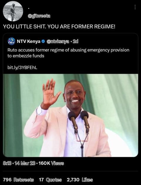 Giameela you little shit. you are former regime! ntv kenya nakanya .2d ruto accu