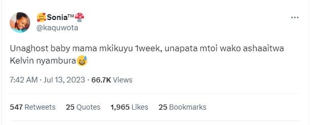 Soniam kaquwota unaghost baby mama mkikuyu iweek, unapata mtoi wako ashaaitwa ke