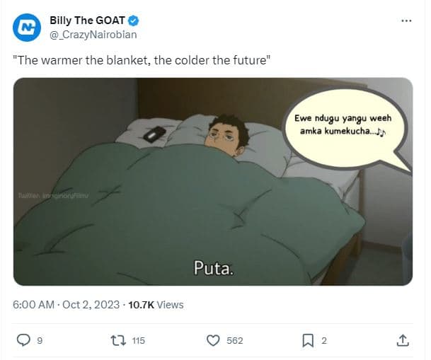 Billy the goat _crazynairobian the warmer the blanket the colder the future ewe