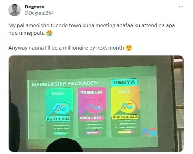 Degrata degrata254 my pal amenisho tuende town kuna meeting anafaa ku attend na