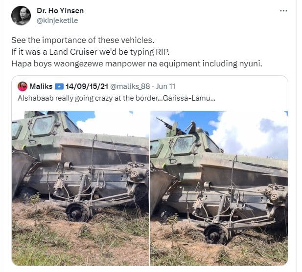 Dr. ho yinsen kinjeketile see the importance of these vehicles. if it was a land