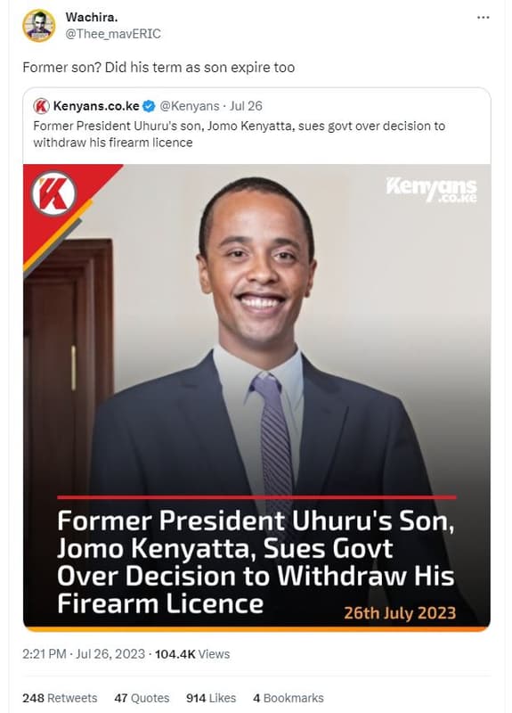 Wachira thee_maveric former son? did his term as son expire too kenyans .co.ke k