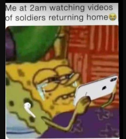 Me at 2am watching videos of soldiers returning home
