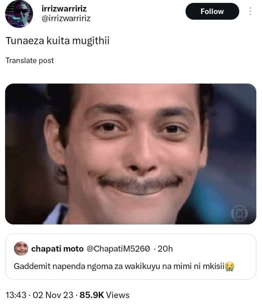 Irrizwarririz irrizwarririz follow tunaeza kuita mugithii translate post chapati